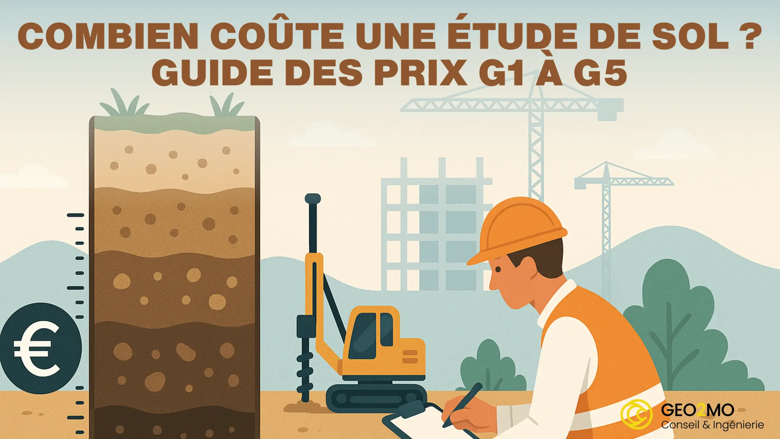 ingénieur de chez geo2mo sur le terrain faisant une étude de sol