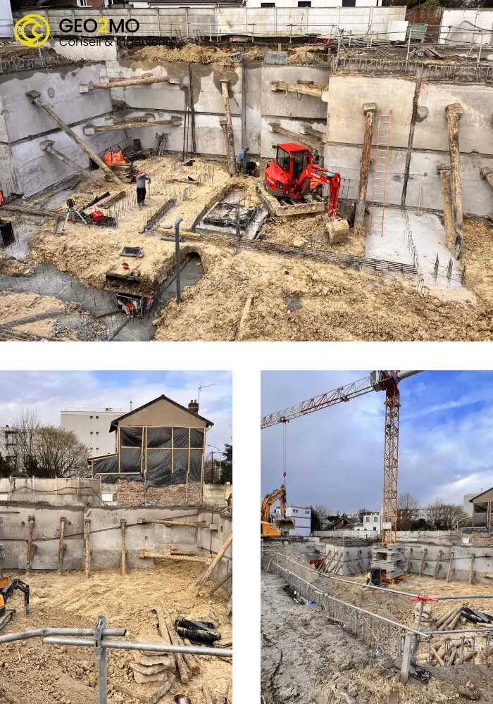 Étude G3 à Paris : Bâtiment R+5 et parois butonnées