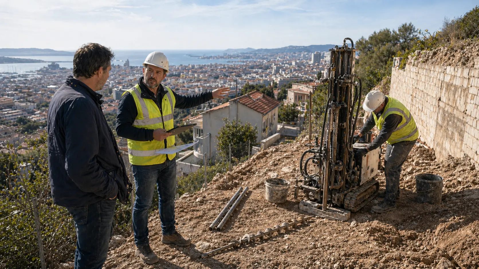 Terrain en pente à Marseille nécessitant une analyse géotechnique
