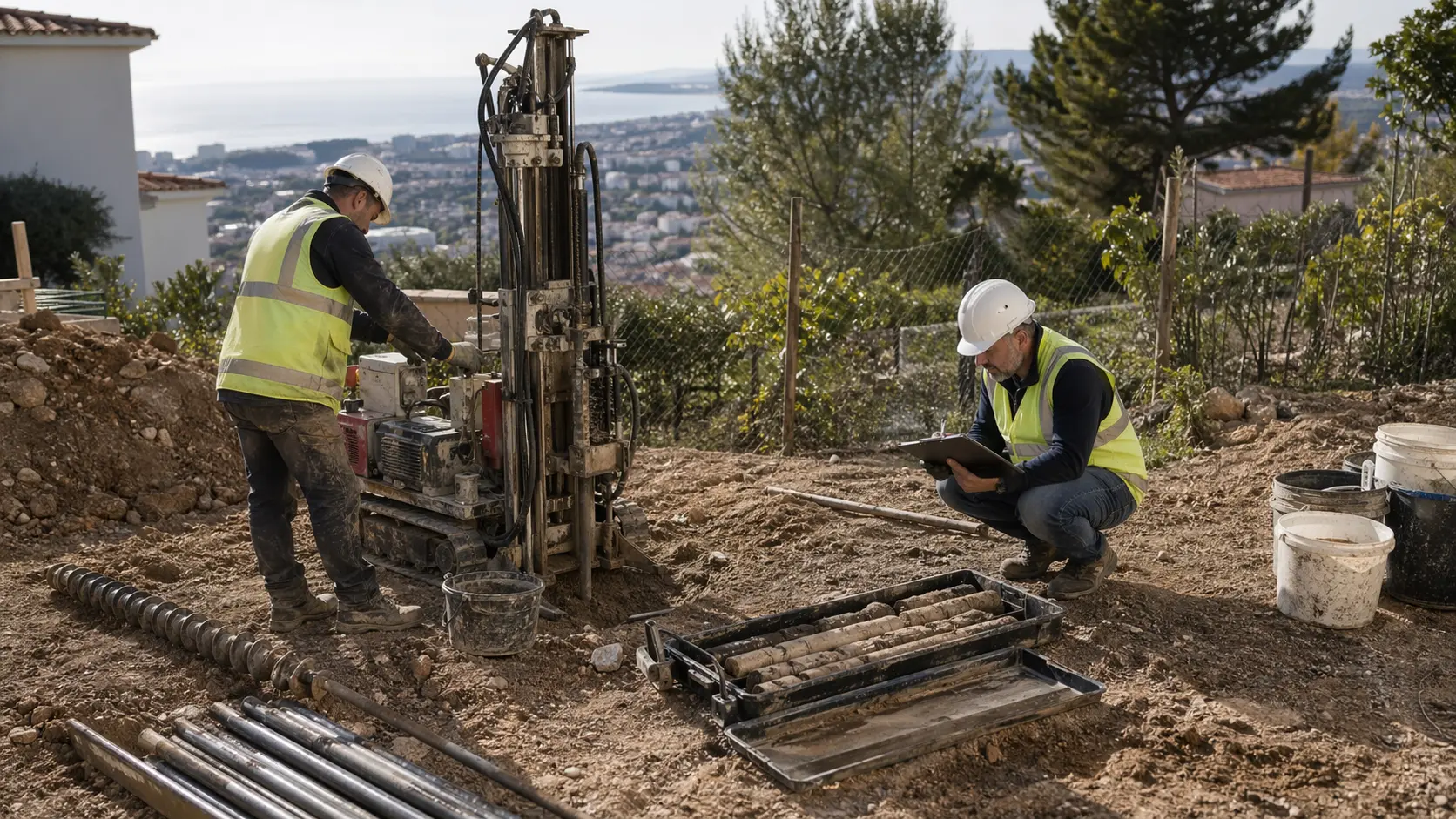 Sondage de terrain pour une étude de sol à Nice
