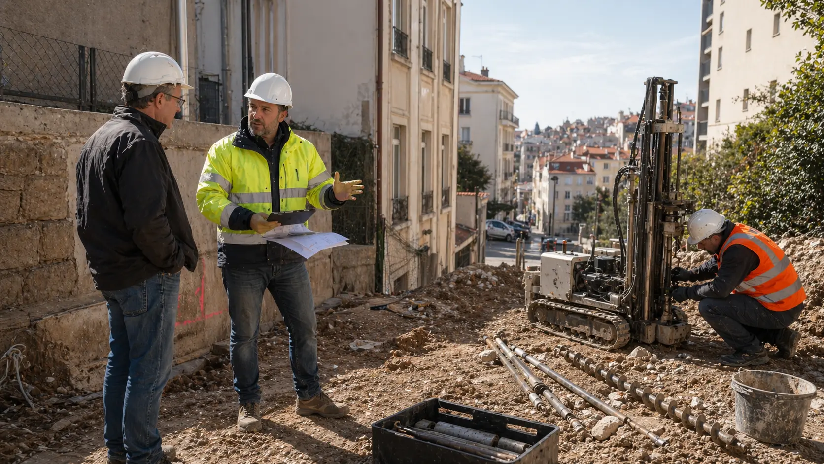 Terrain en pente à Lyon nécessitant une analyse géotechnique